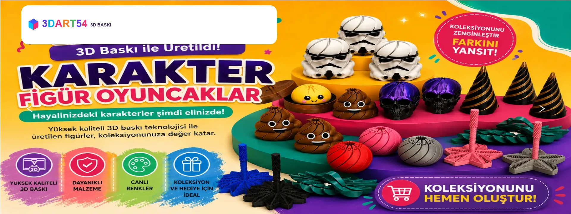 3DART54 renkli karakter figürleri reklamı